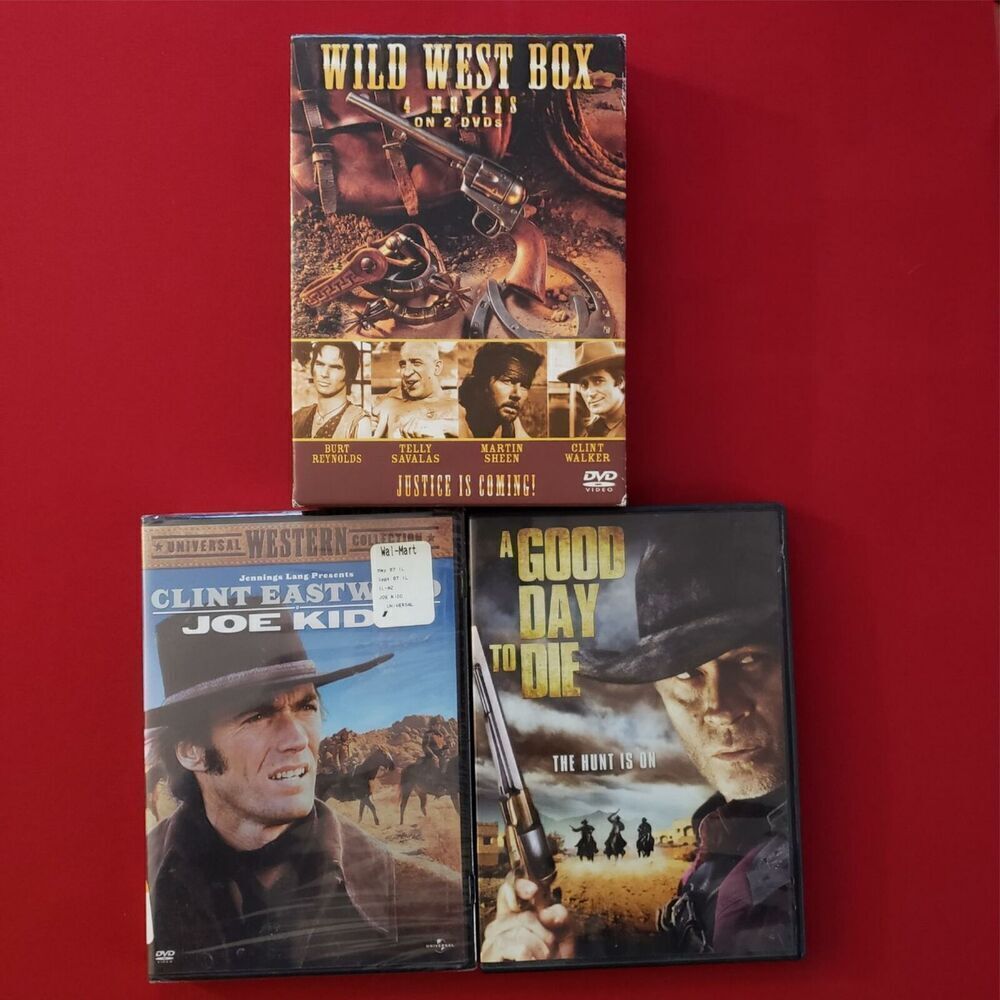Movie Lot of 4 Western DVD's Rated PG Wild West Box, Joe Kid, A Good Day To Die